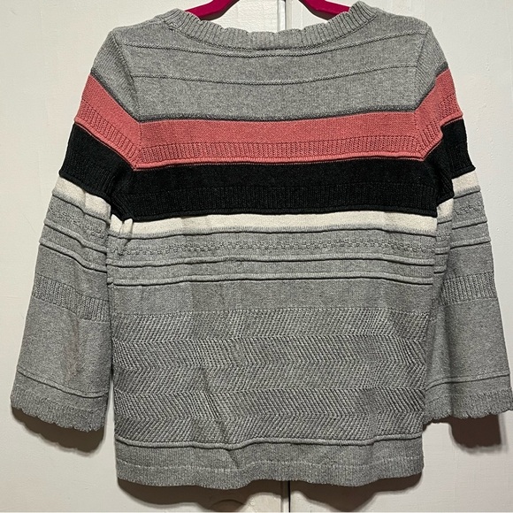 LOFT Scalloped Striped Sweater, Grey and Pink, Size Small - Picture 6 of 9